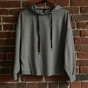 Meg & Margot Hoodie Women Black & White Diamond, Size Small